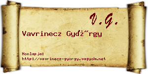 Vavrinecz György névjegykártya